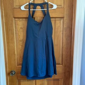 HALARA Majolica Blue Backless Twisted Easy Peezy Mini Dress